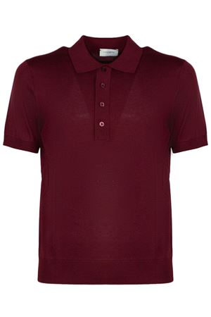 Burgundy silk and cotton blend polo shirt PAOLO PECORA | A006F2004469